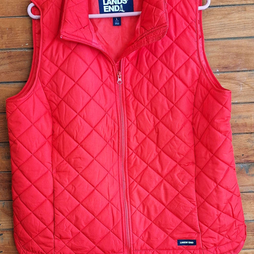 Lands' End Red Quilted Vest